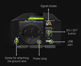 Green Cell pretvornik moči PRO 12V do230V 1000W/2000W čisti sinusni val