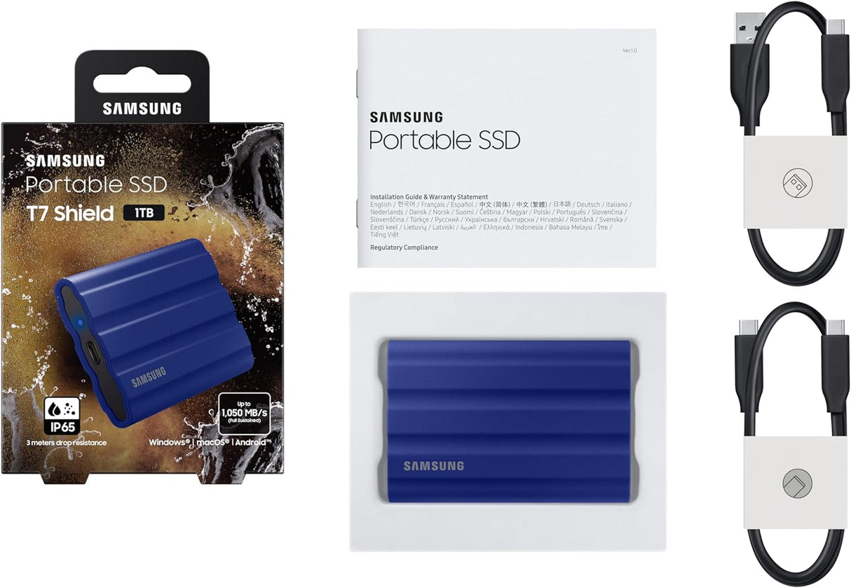 Samsung T7 Shield zunanji SSD 1TB Type-C USB 3.2 Gen2 NVMe, IP65, moder