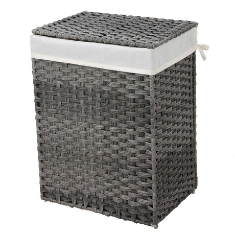 SONGMICS Košara za perilo Ratan 90L siva, LCB51WG