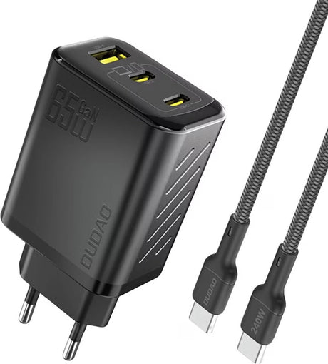 Polnilec za telefon Dudao A29CEU 65W 2x USB-C 1x USB A + USB-C kabel 1M