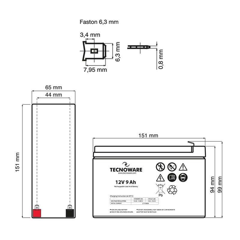 Tecnoware baterija/akumulator 12V 9Ah