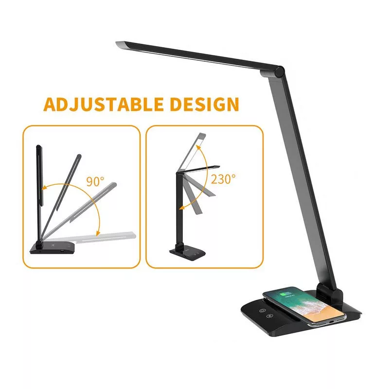 ASALITE namizna LED svetilka z zatemnitvijo 7W 450lm CCT brezžična USB, srebrna