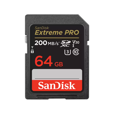 SANDISK EXTREME PRO 64GB SD, 200MB/s