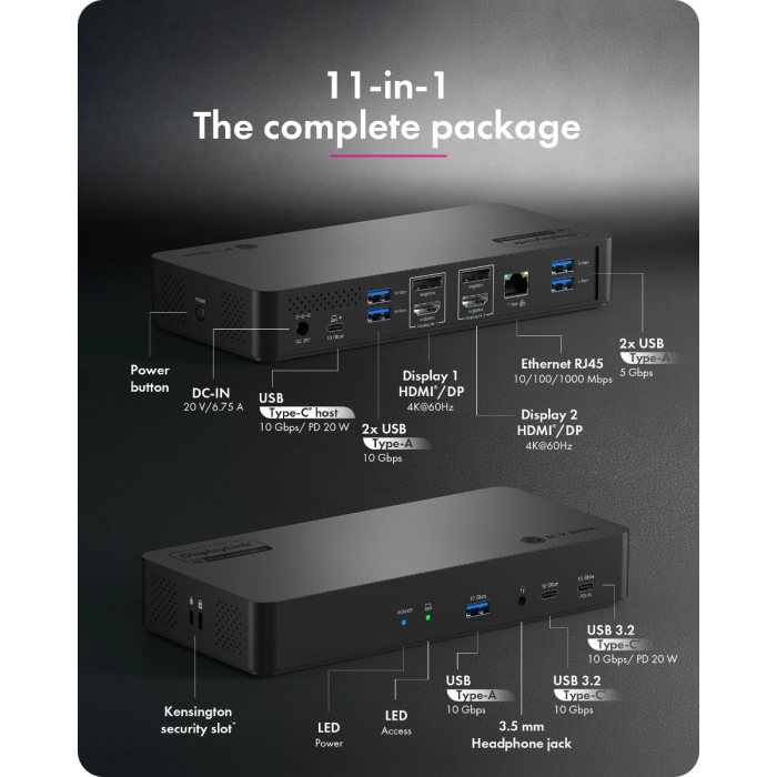 IcyBox IB-DK2255AC Heart Docking USB-C priklopna postaja