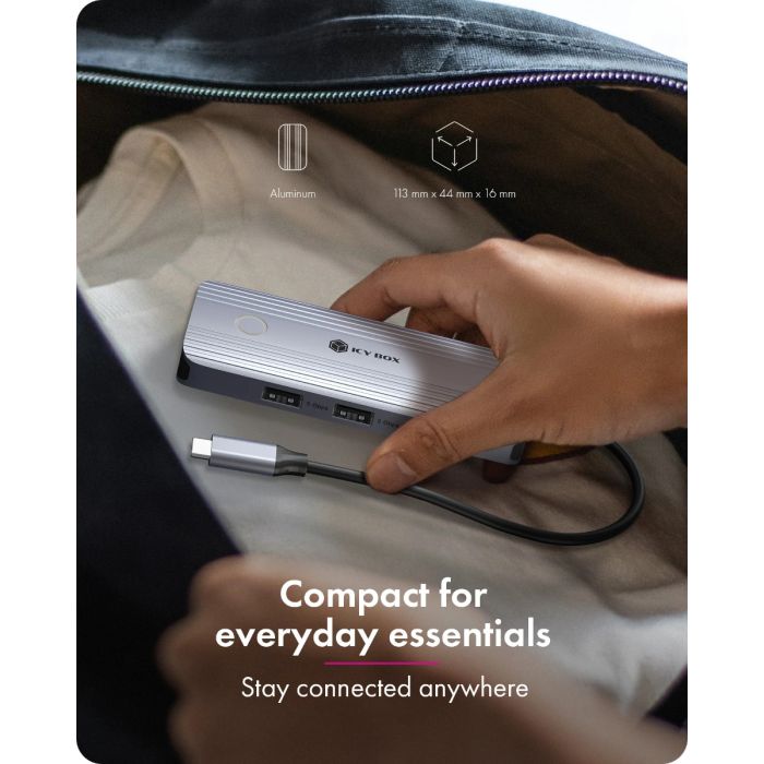 IcyBox IB-DK4081-SO Travel Docking USB-C priklopna postaja