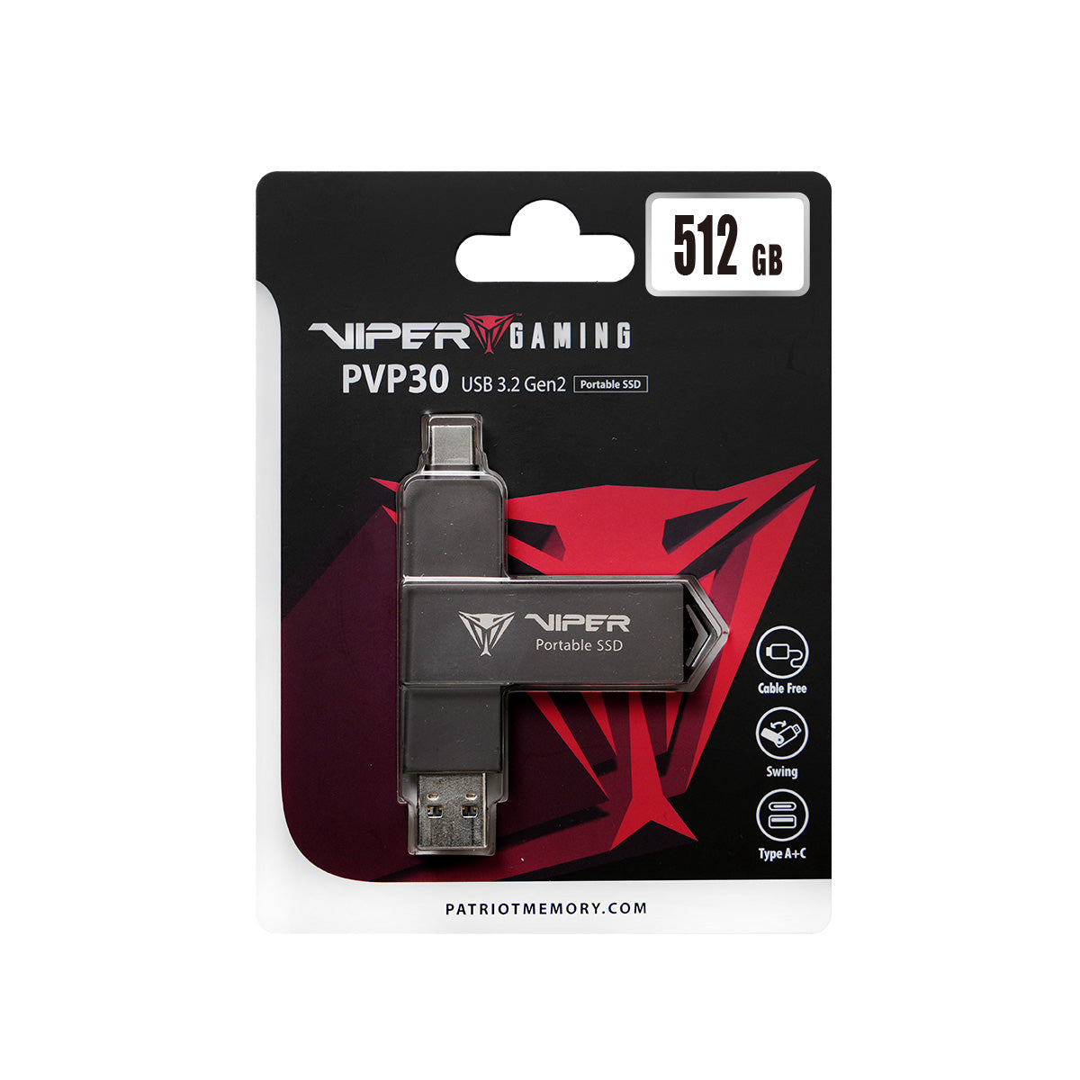 Patriot Viper PVP30 512GB Duo Compact zunanji prenosni SSD disk