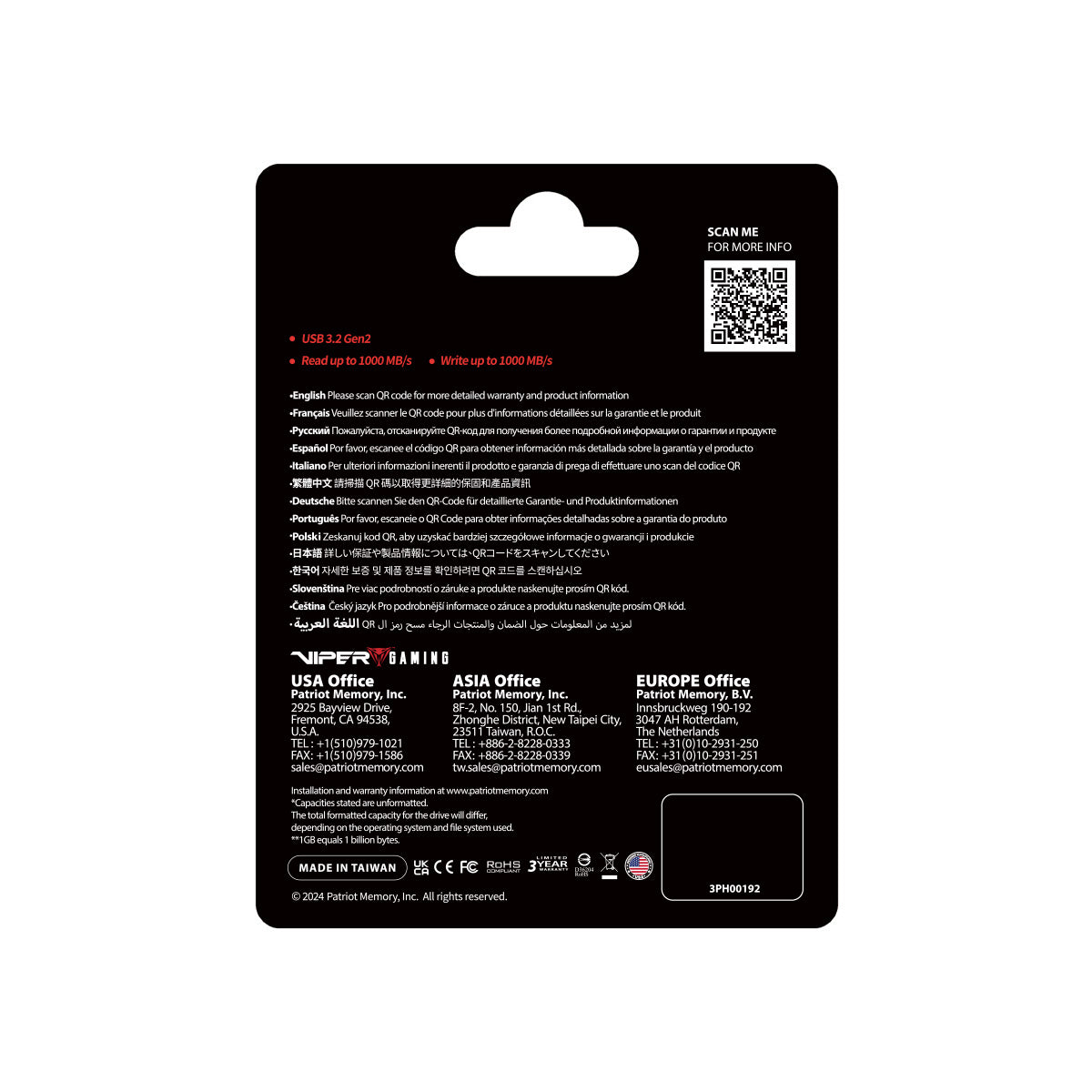 Patriot Viper PVP30 512GB Duo Compact zunanji prenosni SSD disk