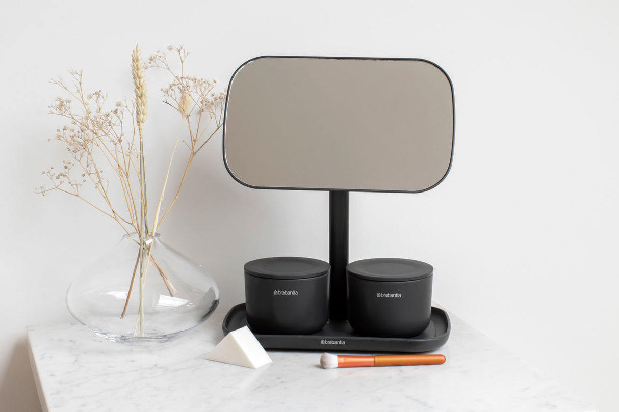 Brabantia ReNew ogledalo s posodico za odlaganje temno siva