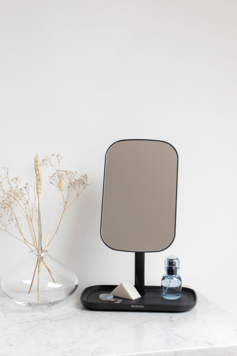 Brabantia ReNew ogledalo s posodico za odlaganje temno siva