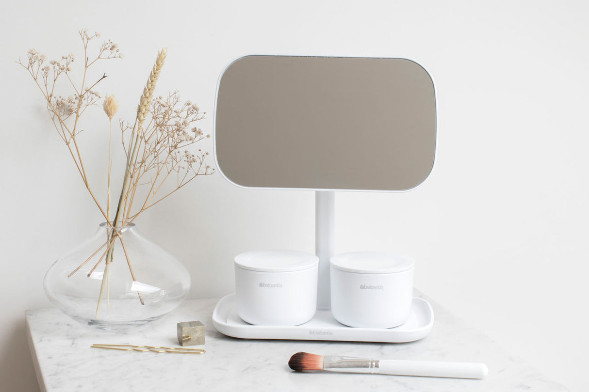 Brabantia ReNew ogledalo s posodico za odlaganje temno bela
