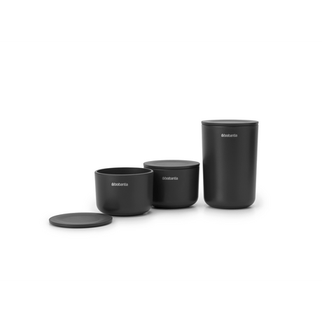 Brabantia set 3 lončkov za kopalnico siv