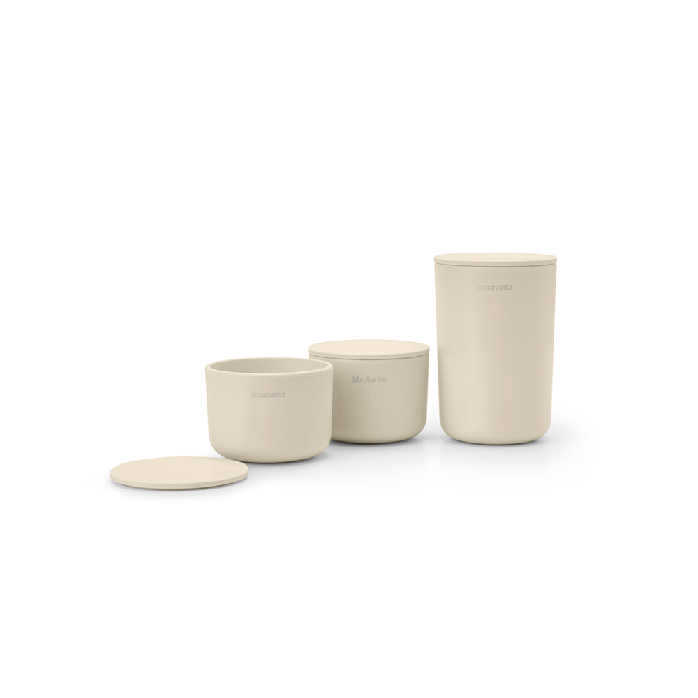 Brabantia set 3 lončkov za kopalnico bež