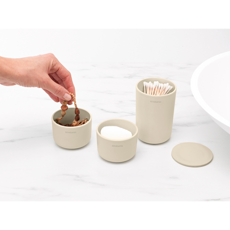Brabantia set 3 lončkov za kopalnico bež