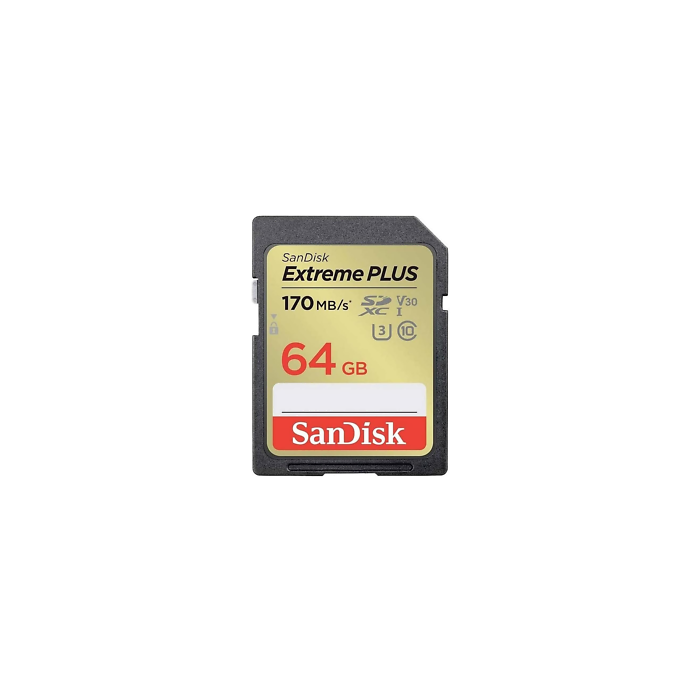 SanDisk Extreme PLUS 64GB SDXC spominska kartica 170MB/s in 80MB/s branje/pisanje, UHS-I, Class 10,
