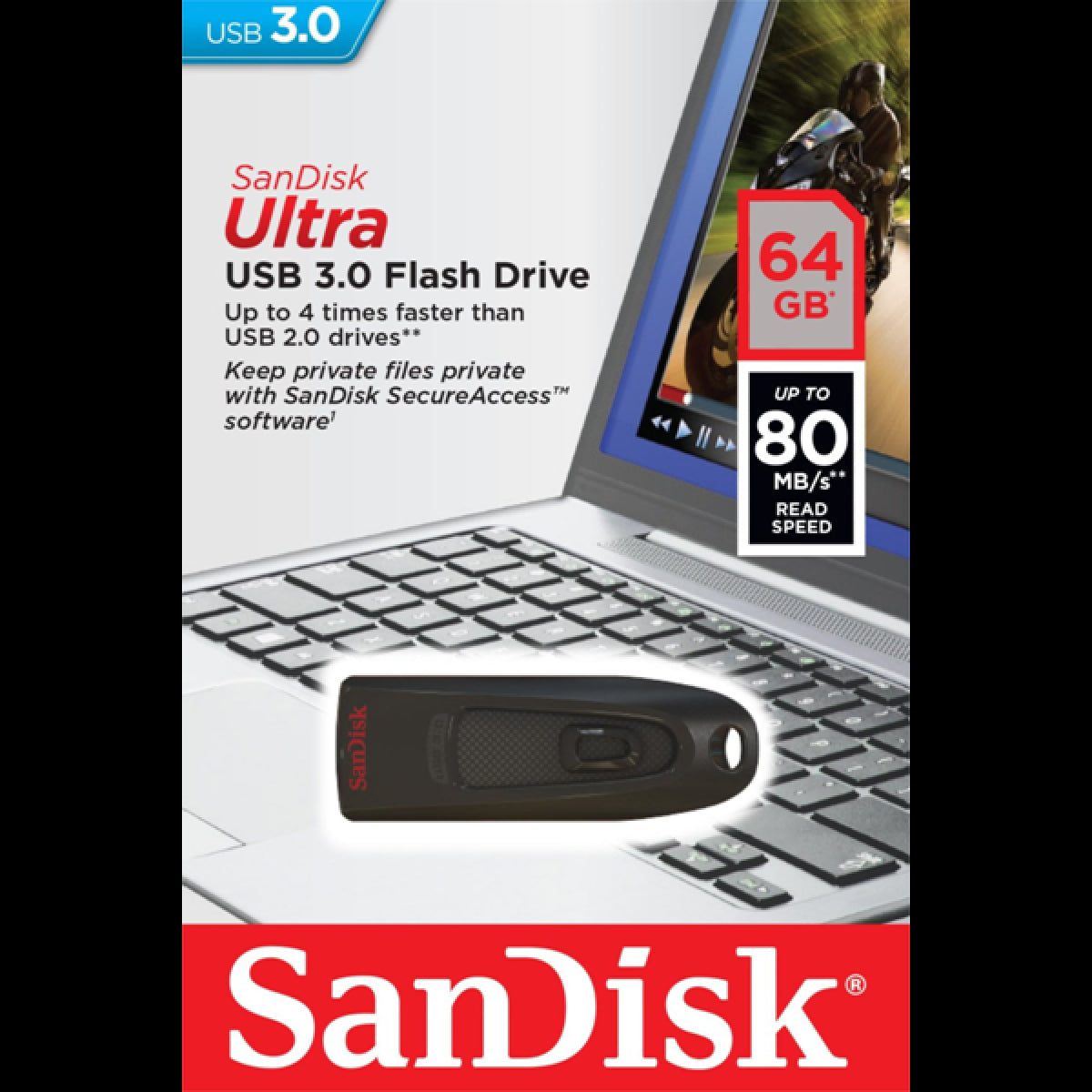 Sandisk Ultra 64GB USB3.0 črn spominski ključek