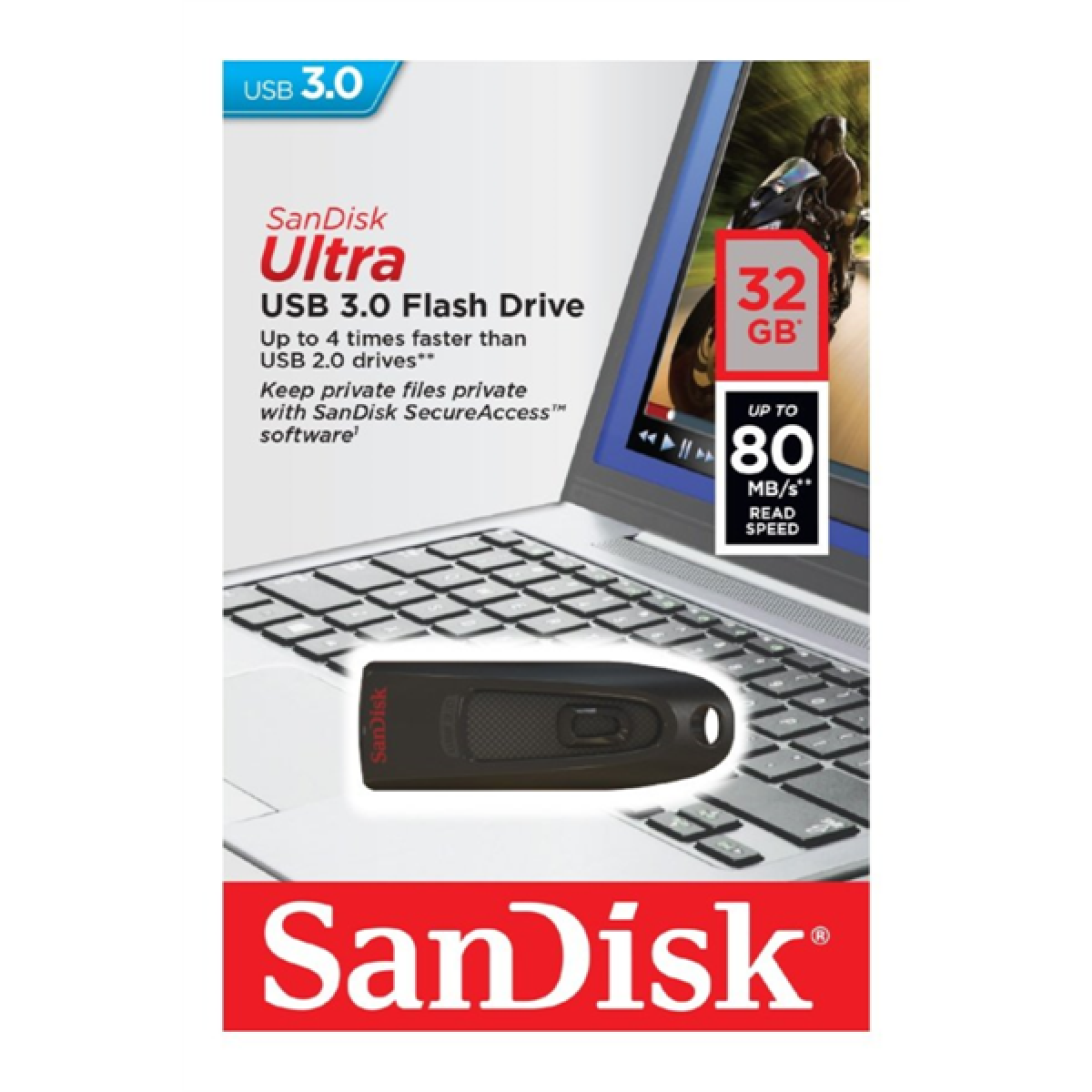 Sandisk Ultra 32GB USB3.0 črn spominski ključek