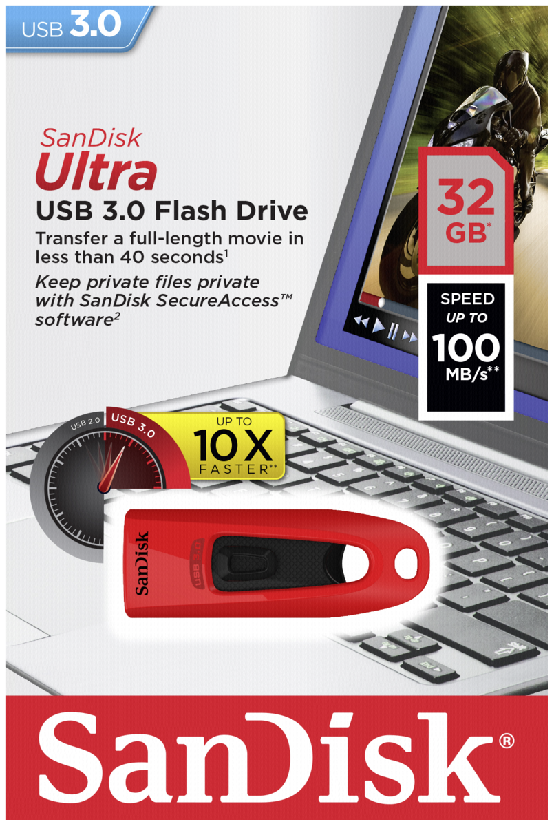 Sandisk Ultra 32GB USB3.0 rdeč spominski ključek