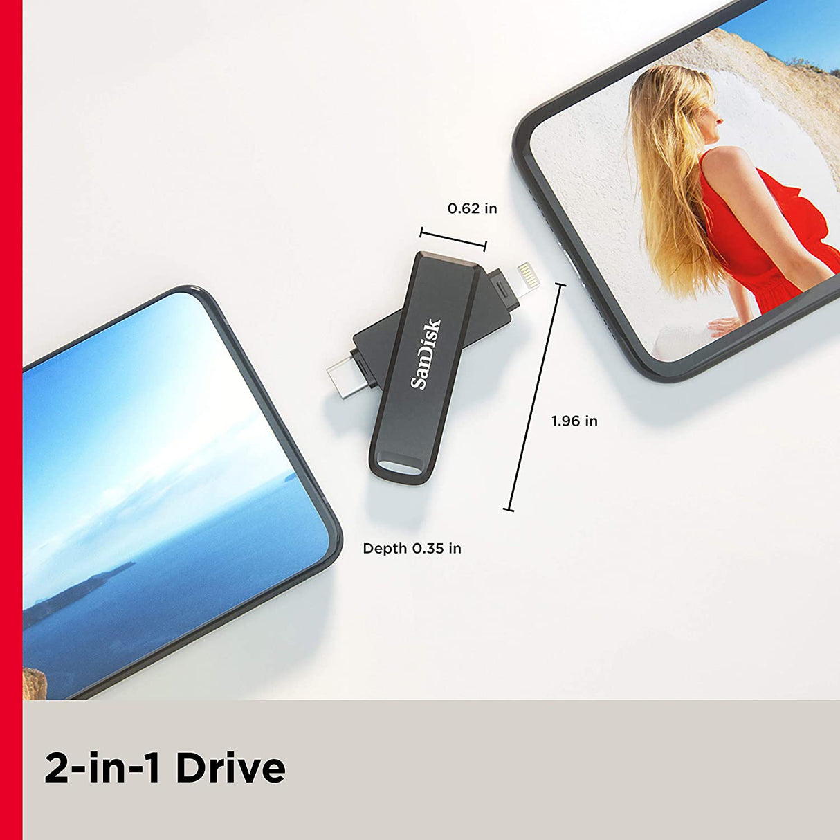 SanDisk Ixpand Flash Drive Luxe 128GB - USB-C + Lightning - za iPhone, iPad, Mac, USB Type-C naprave