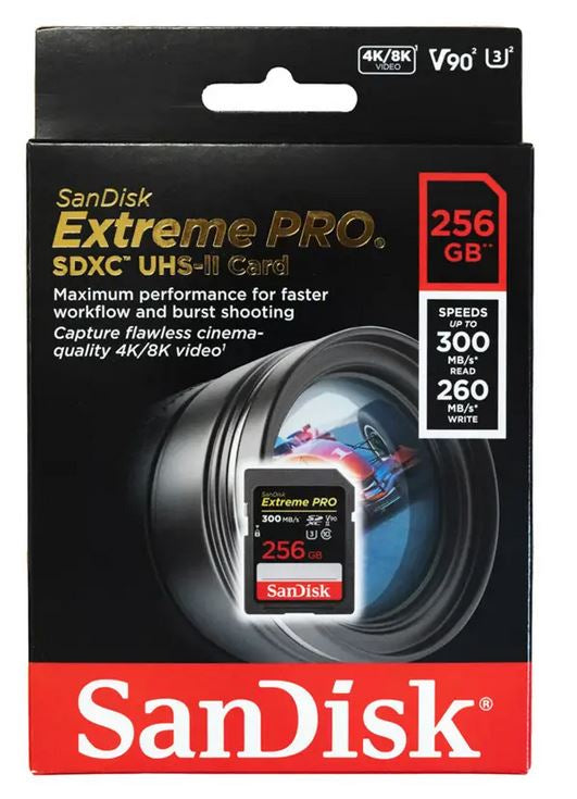 SanDisk Extreme PRO 256GB SDXC do 300MB/s, UHS-II, Class 10, U3, V90