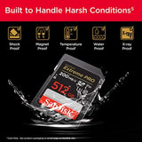SanDisk Extreme PRO 512GB SDXC spominska kartica + 2 years RescuePRO Deluxe do 200MB/s & 140MB/s branje/pisanje, UHS-I, Class 10, U3, V30