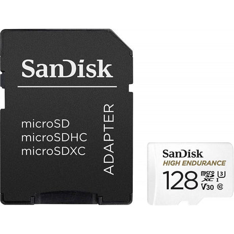 SanDisk High Endurance video microSDHC 128GB + SD Adapter Full HD / 4K video, do 100/40 MB/s C10, U3