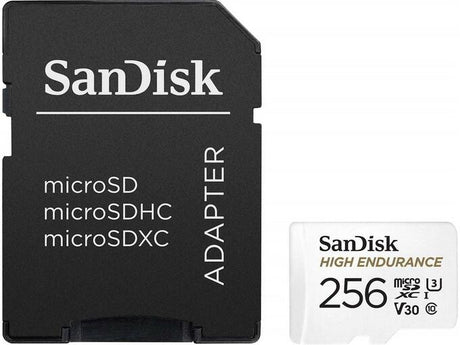 SanDisk High Endurance video microSDHC 256GB + SD Adapter Full HD / 4K video, do 100/40 MB/s C10, U3, V30