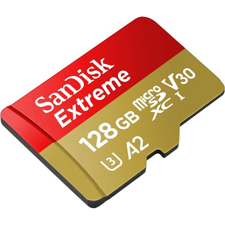 SanDisk Extreme microSDXC 128GB + SD Adapter 190MB/s & 90MB/s A2 C10 V30 UHS-I U3