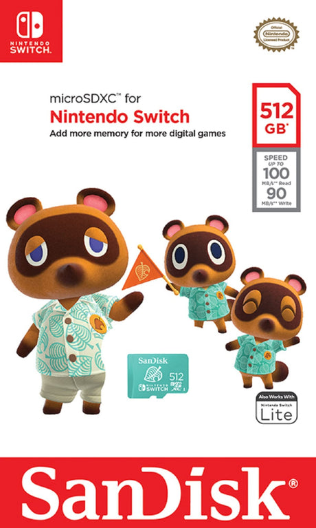 SanDisk microSDXC za Nintendo Switch 512GB, do 100MB/s branja, 90MB/s pisanja, U3, C10, A1, UHS-1