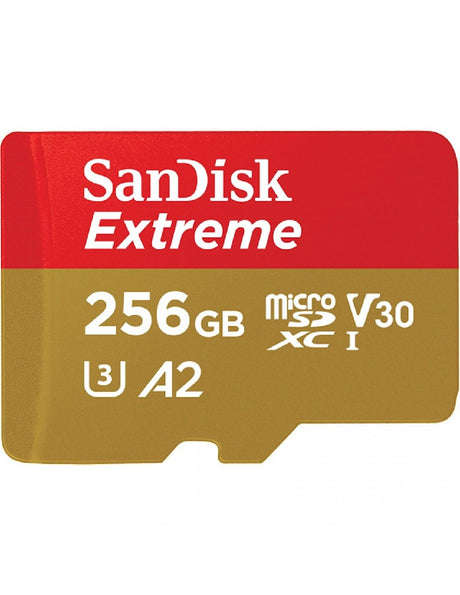 SanDisk Extreme microSDXC 256GB + SD Adapter 190MB/s & 130MB/s A2 C10 V30 UHS-I U3