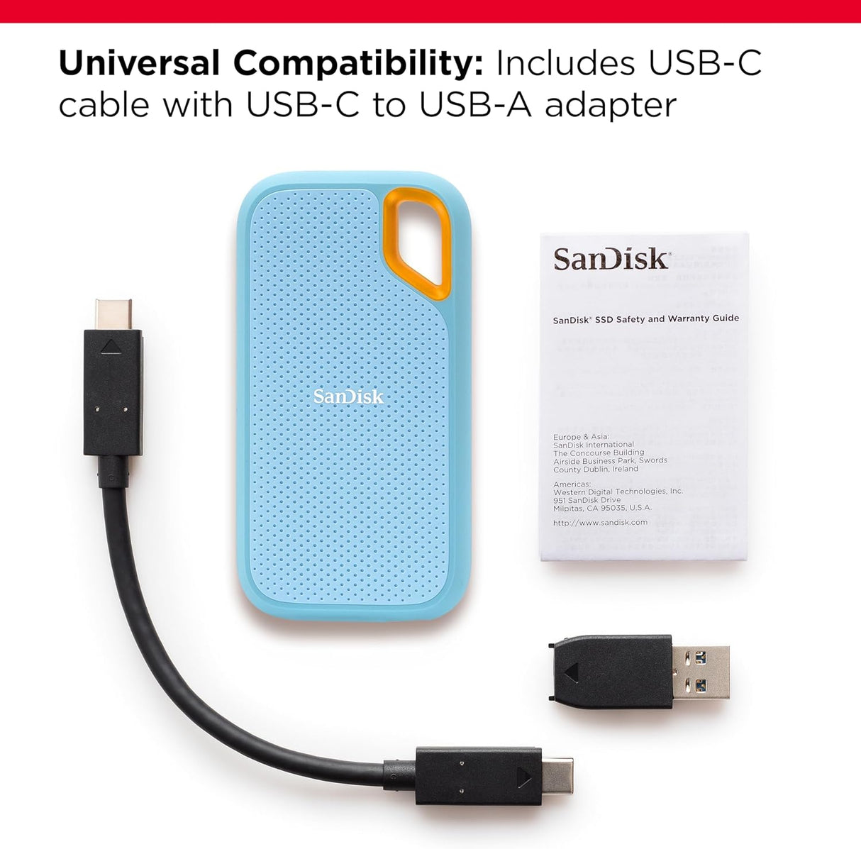 SanDisk Extreme 2TB Portable SSD 1050/1000 MB/s USB 3.2 Gen 2- modra
