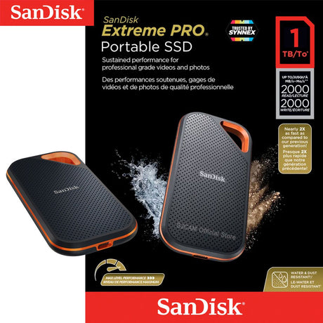 SanDisk Extreme PRO 1TB Portable SSD - Read/Write Speeds up to 2000MB/s, USB 3.2 Gen 2x2,