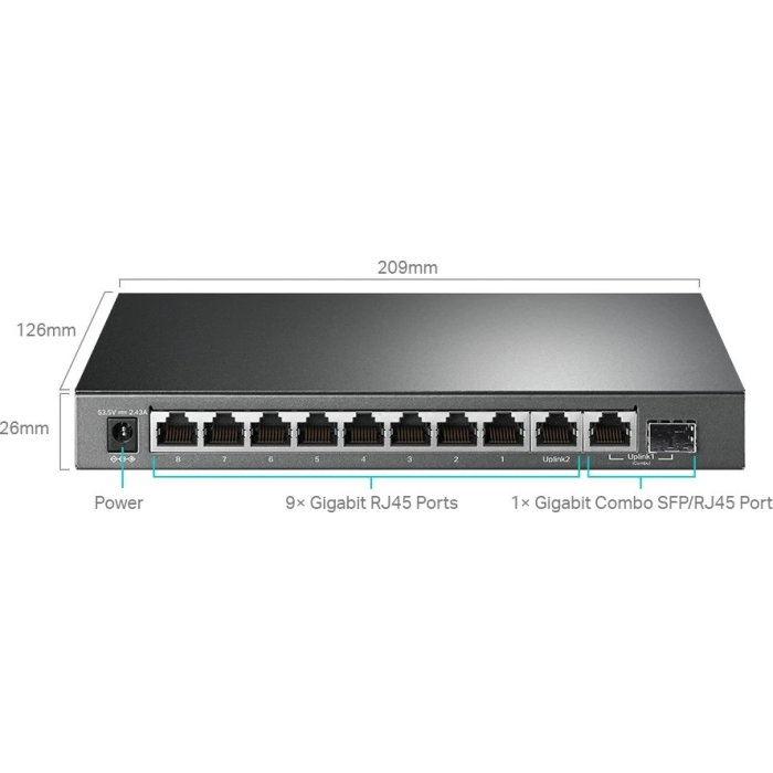 TP-LINK stikalo 10-port Gigabit stikalo z 8-Port PoE+ port