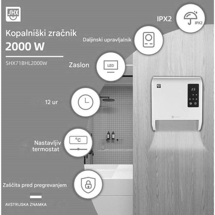 SHE kopalniški ventilatorski grelnik 2000 W