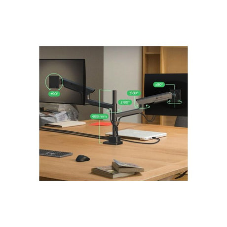 IcyBox IB-MS702-T dvojni namizni nosilec za monitorja do 57"