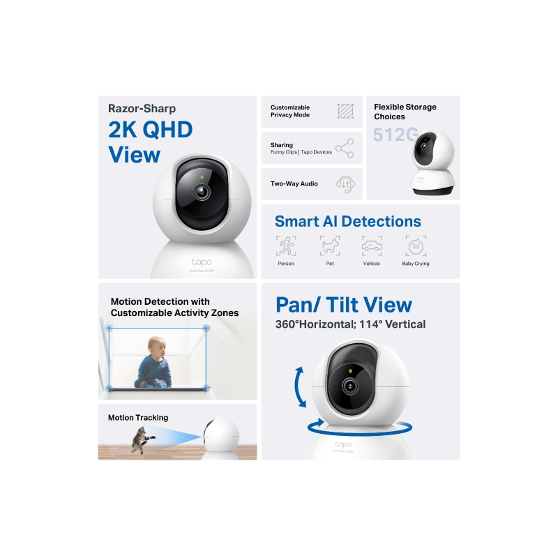 TP-LINK Tapo C220 2k 4MP QHD WiFi Pan/Tilt varnostna kamera
