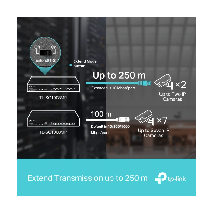 TP-Link mrežno stikalo 8 port 10/100/1000, 8 × POE+