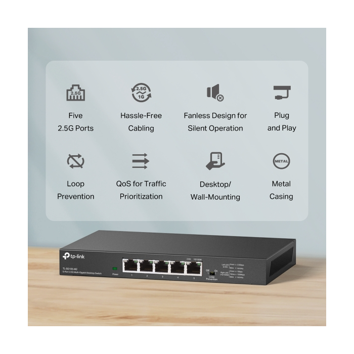 TP-LINK SG105-M2 V1 5 port 2.5 Gbps mrežno stikalo / switch