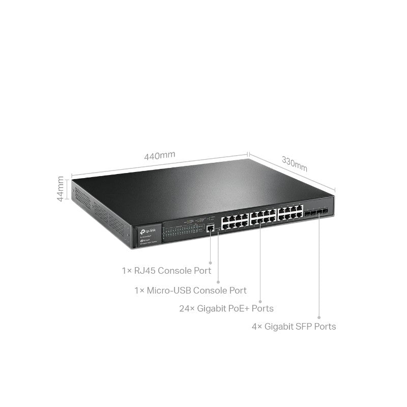 TP-LINK JetStream 28-Port Gigabit L2+ managed stikalo z 24-Port PoE+