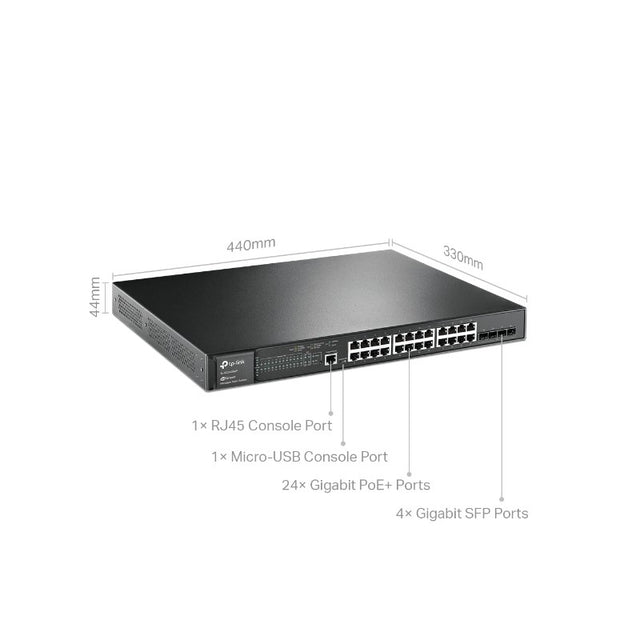 TP-LINK JetStream 28-Port Gigabit L2+ managed stikalo z 24-Port PoE+