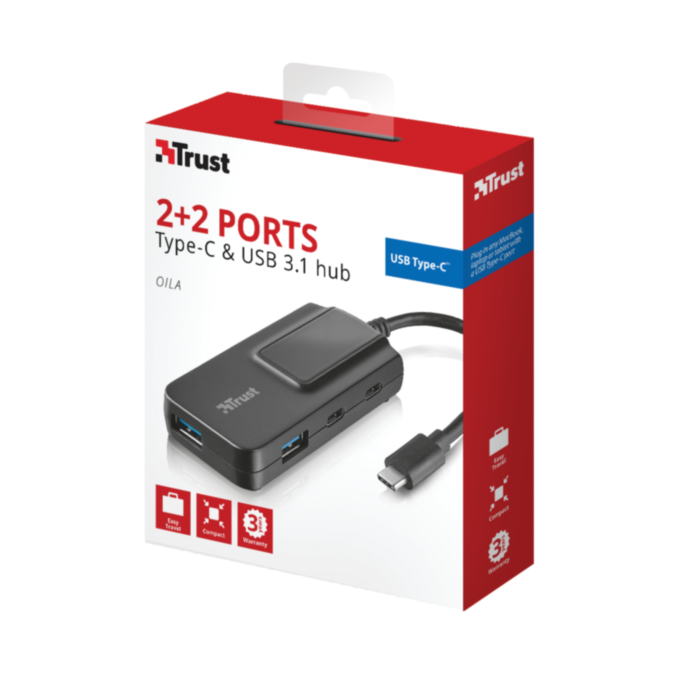 Trust 21321 Oila 2+2 port USB-c USB3.1 hub