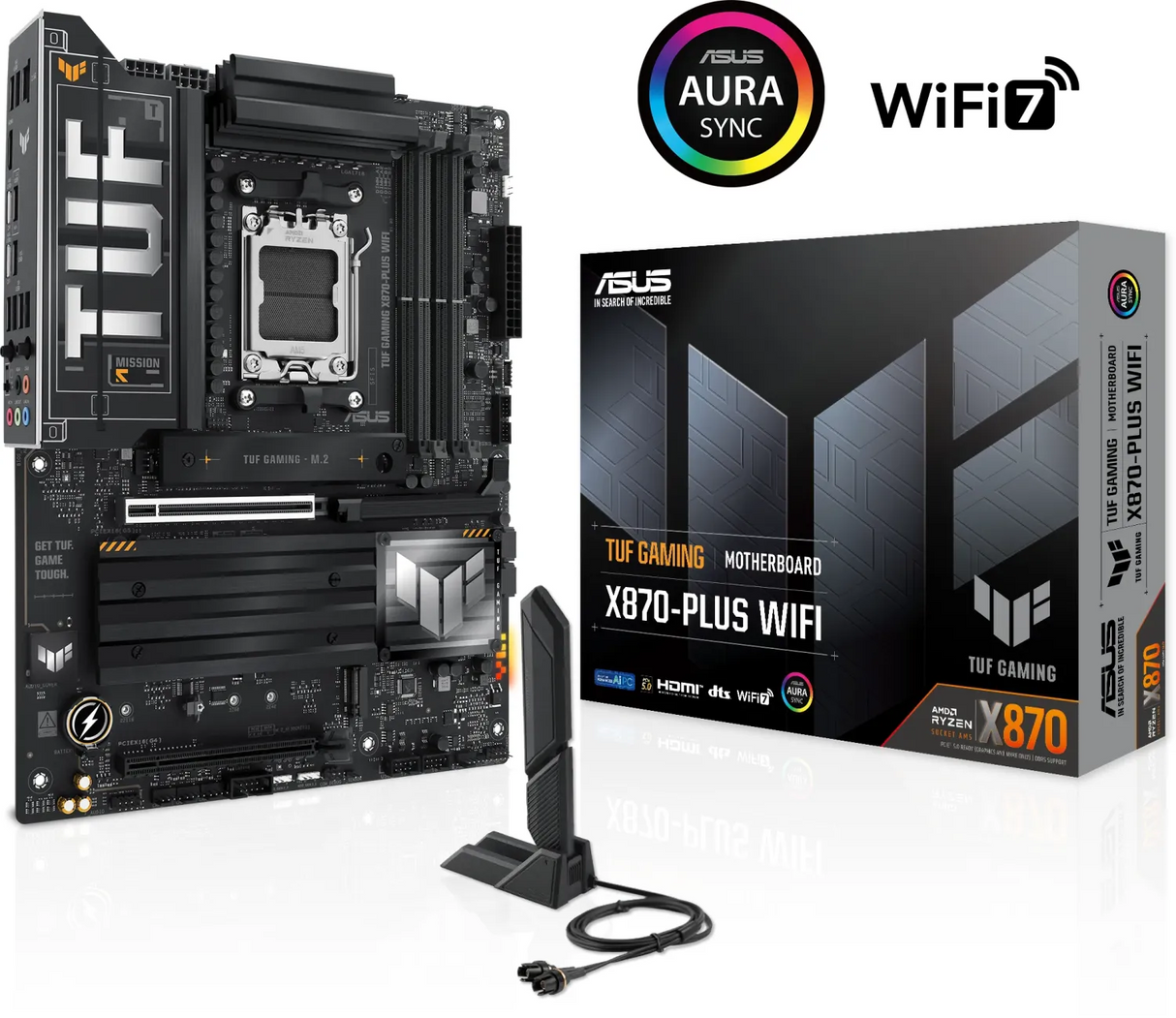 ASUS TUF GAMING X870-PLUS WIFI, DDR5, SATA3, USB3.2Gen2x2, DP, 2.5GbE, WiFi 7, AM5 ATX