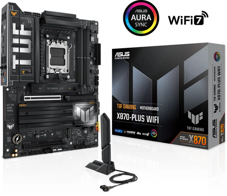 ASUS TUF GAMING X870-PLUS WIFI, DDR5, SATA3, USB3.2Gen2x2, DP, 2.5GbE, WiFi 7, AM5 ATX