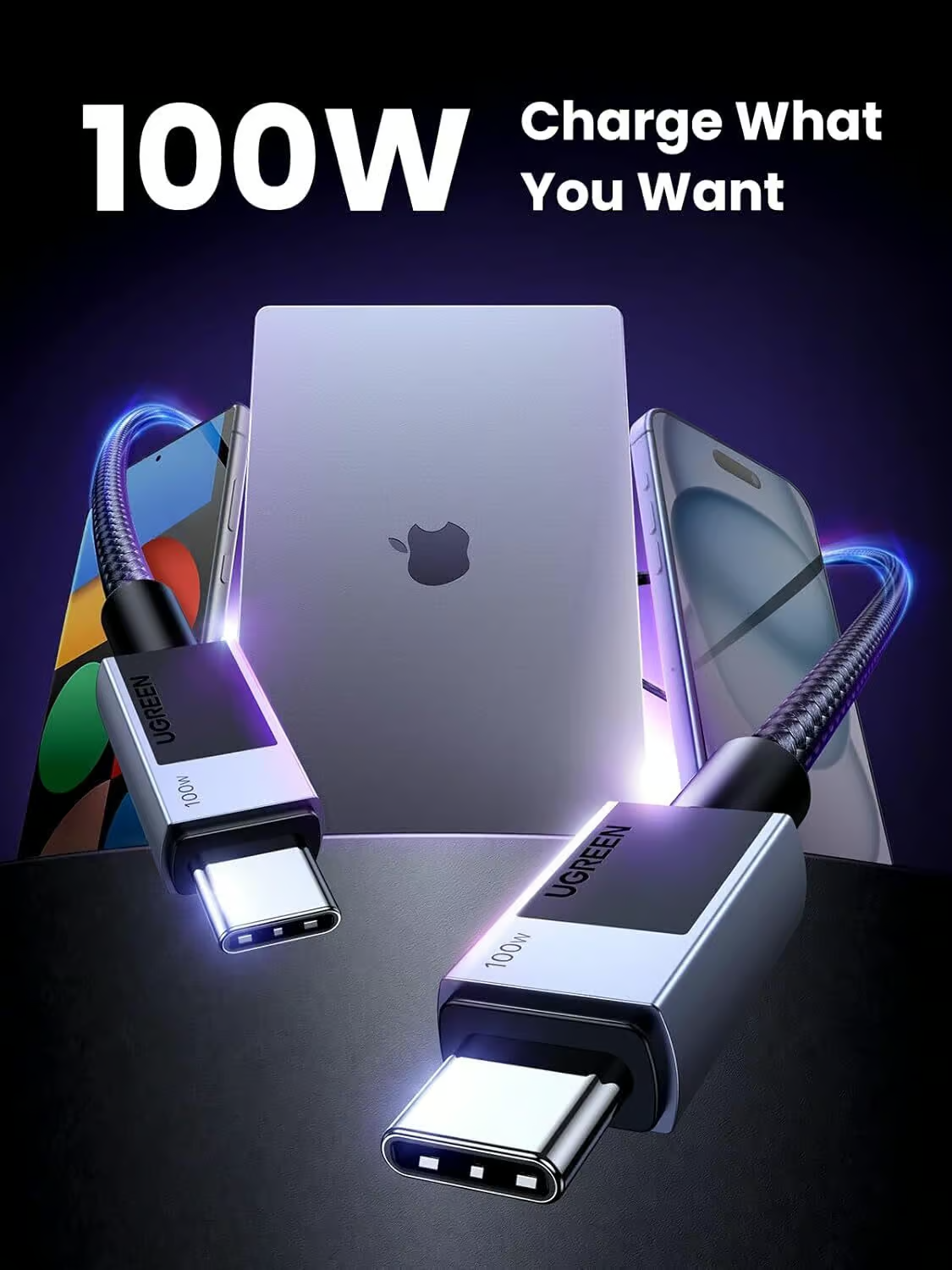 Ugreen USB-C na USB-C polnilni kabel 100W, 3M