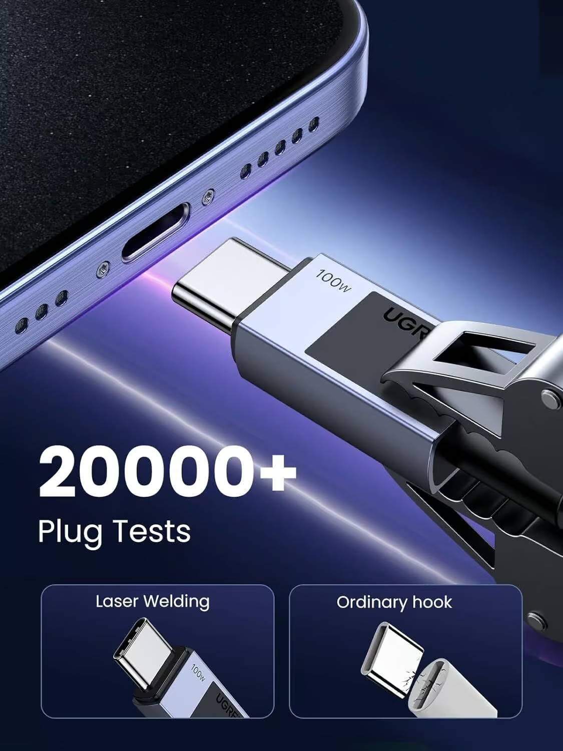 Ugreen USB-C na USB-C polnilni kabel 100W, 3M