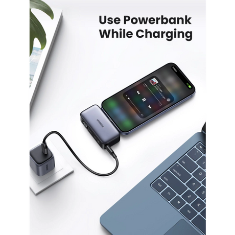 Ugreen 5000mAh 22,5W USB-C polnilna baterija z vgrajenim USB-C priključkom in LED zaslonom