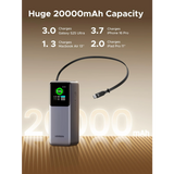 Ugreen prenosna polnilna baterija 20.000mAh, 165W s pametnim digitalnim zaslonom in vgrajenim kablom