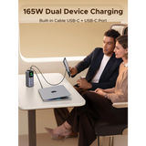 Ugreen prenosna polnilna baterija 20.000mAh, 165W s pametnim digitalnim zaslonom in vgrajenim kablom