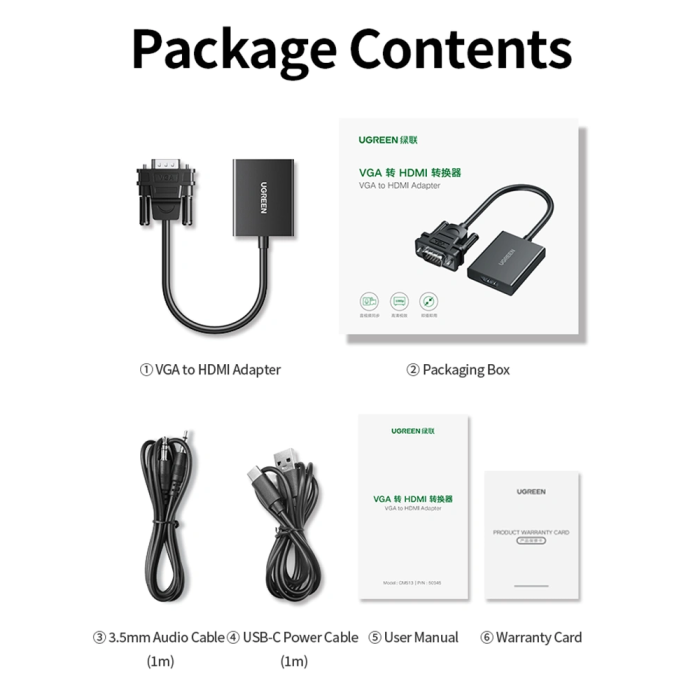 Ugreen VGA na HDMI adapter 1080P