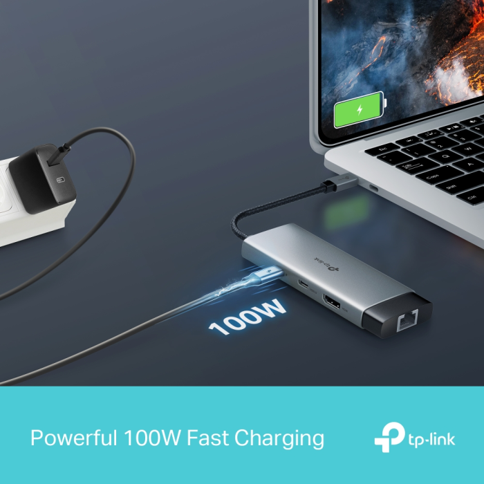 TP-LINK UH6120C 6-v-1 USB-C HUB priklopna postaja z 4K HDMI, Gigabit Ethernet in 100 W Power Delivery