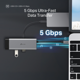 TP-LINK UH7020C 7-v-1 USB-C HUB priklopna postaja z 4K HDMI in 100 W Power Delivery